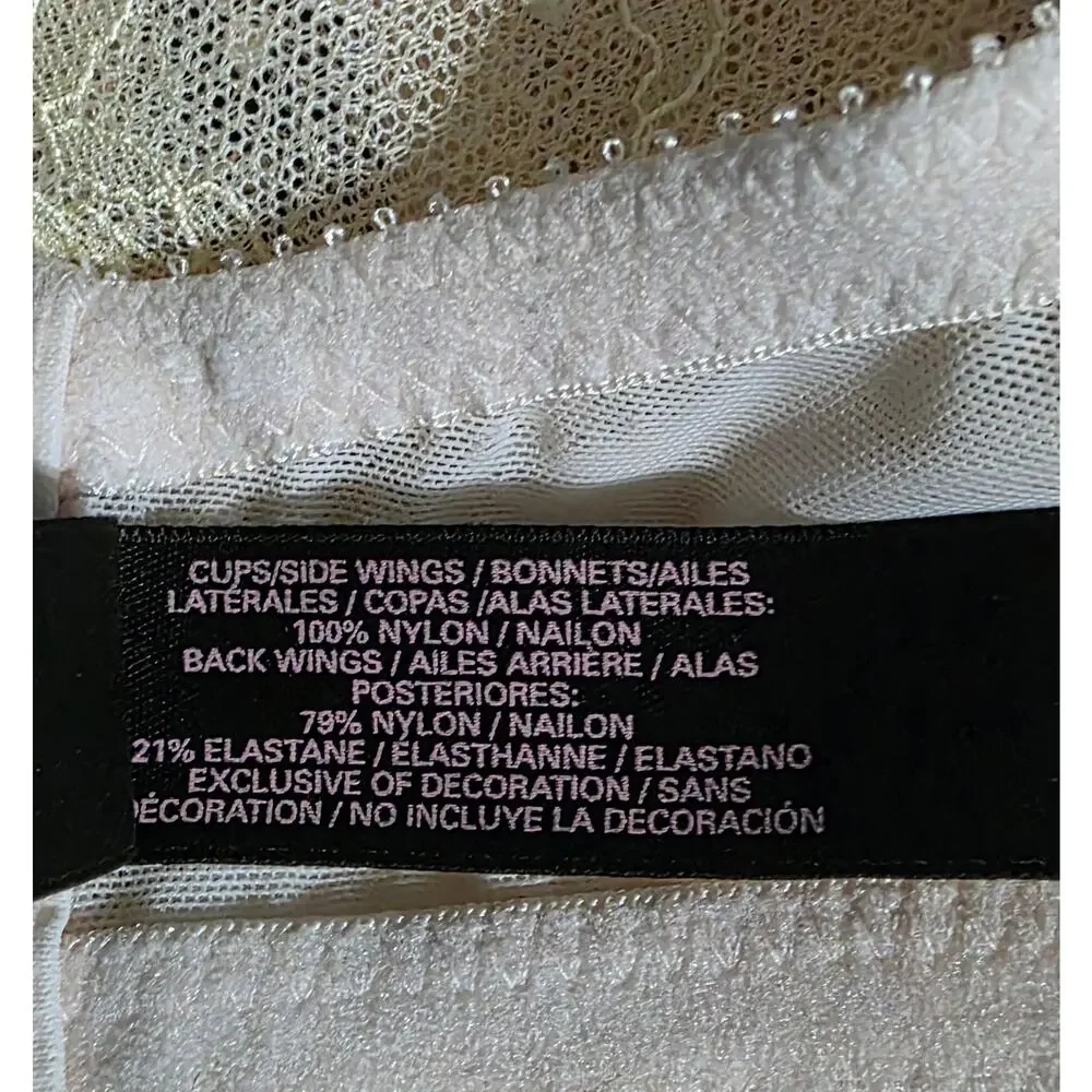 Victorias Secret Very Sexy Unlined Plunge Chantilly Lace Bra Coral Yellow 36DD - Picture 4 of 4